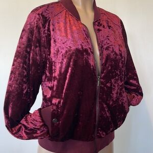 ASHLEY  Velvet Bomber JACKET - Burgundy  color  (red) size MEDIUM Womens
